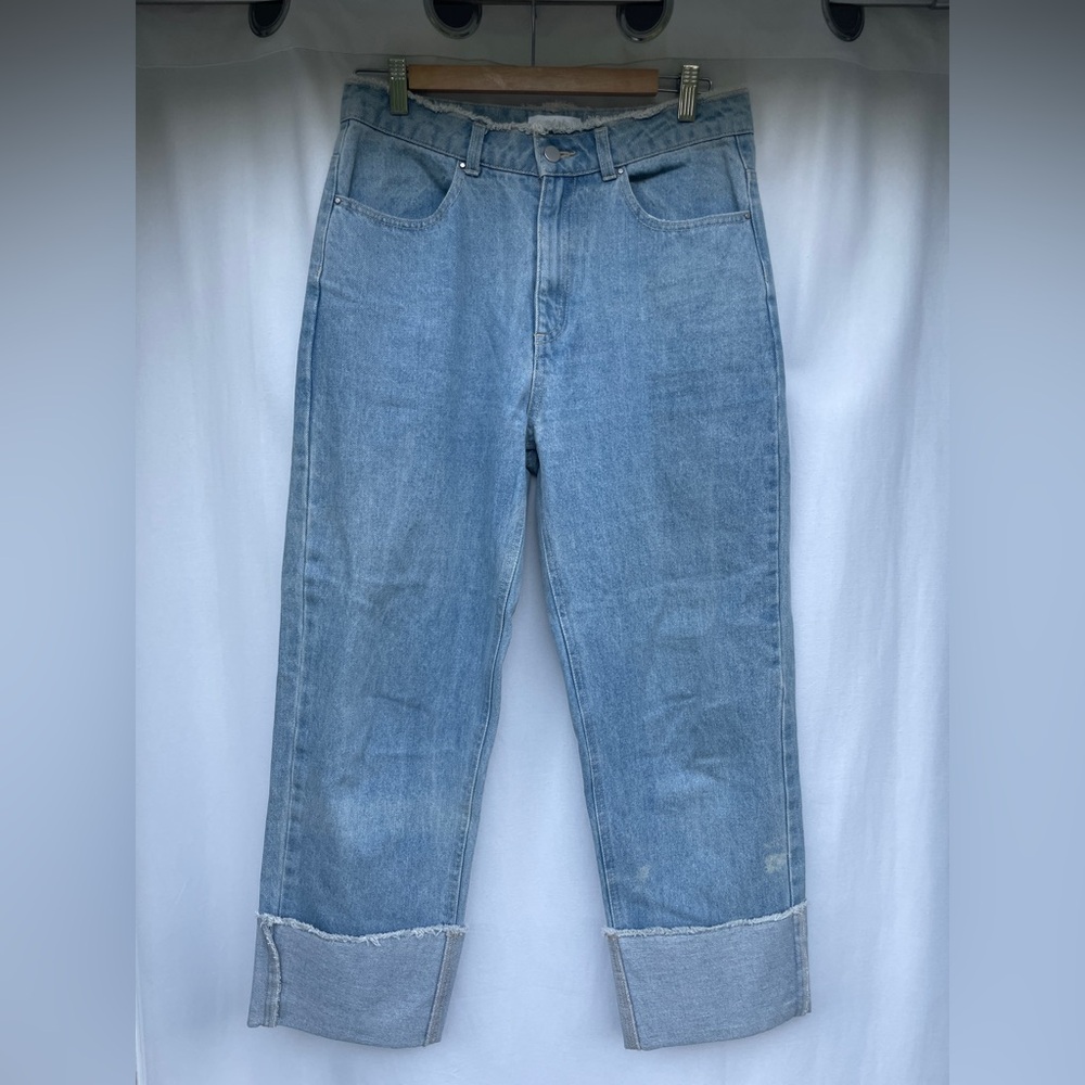 Oak + Fort Cuffed Straight Blue Jeans - Picture 2 of 8